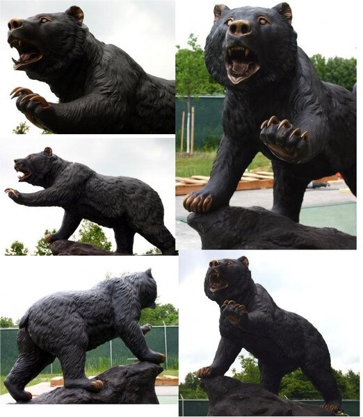 Roaring Bear On Rock Bronze Sculpture Claw Paw School Mascot